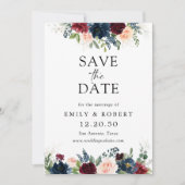 Burgund-Navy-Save the Date-Karte Save The Date (Vorderseite)