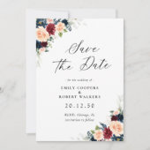 Burgund-Navy-Save the Date-Karte Save The Date (Vorderseite)