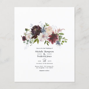 Burgund, Navy und Blush Blumenhochzeit Flyer