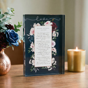 Burgund & Navy Wasserfarben Floral Wedgeworben Fotoblock
