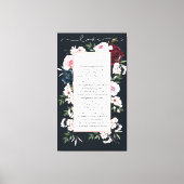 Burgund & Navy Wasserfarben Floral Wedgeworben Leinwanddruck (Vorderseite)