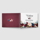 Burgund & Navy Wasserfarben-Rose Gästebuch (Voll)