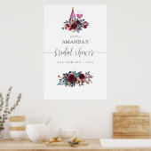 Burgund & Navy Weinprobe Brautparty Willkommen Poster (Küche)