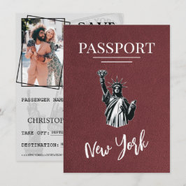 Burgund New York City Passport Save the Date