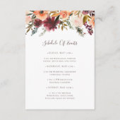 Burgund Orange Blumenzettel Veranstaltungskalender Begleitkarte (Vorderseite)