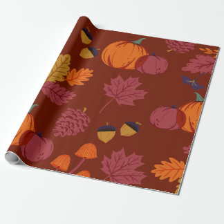 Burgund-orange elegante illustrierte Kürbisblätter Geschenkpapier
