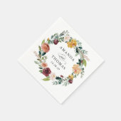 Burgund Orange Herbst Blumenzeremonie Serviette (Ecke)