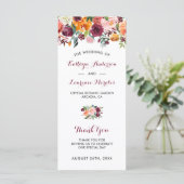Burgund Orange Pink Blume Hochzeitsprogramm Programm (Stehend Vorderseite)