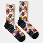 Burgund Orange Rustikale Herbstblütenhochzeit Socken (Rechts)
