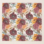 Burgund Orange Rustikale Herbstfarbe Blüte Schal<br><div class="desc">Burgund Orange Rustikale Herbstfallsflora Blütenfarben Hochzeitserlebnisse Scarves Wraps zeigt ein botanisches Aquarellblumenmuster in Bordeaux und Orange auf einem weißen Hintergrund. Ideal für Hochzeiten,  Hochzeiten,  Geburtstagsgeschenke für Mama,  Großmutter,  Freunde und vieles mehr. Entworfen von ©Evco Studio www.zazzle.com/store/evcostudio</div>