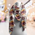 Burgund Orange Rustikale Herbstfarbe Blüte Schal<br><div class="desc">Burgundy Orange Rustikale Herbstfallen Wasserfarben Floral Hochzeitszugänge Scarves Wraps Schawl zeigt ein botanisches Aquarellblumenmuster in Bordeaux und Orange auf einem weißen Hintergrund. Ideal für Hochzeiten,  Hochzeiten,  Geburtstagsgeschenke für Mama,  Großmutter,  Freunde und vieles mehr. Entworfen von ©Evco Studio www.zazzle.com/store/evcostudio</div>