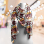 Burgund Orange Rustikale Herbstfarbe Blüte Schal<br><div class="desc">Burgundy Orange Rustikale Herbstfallen Wasserfarben Floral Hochzeitszugänge Scarves Wraps Schawl zeigt ein botanisches Aquarellblumenmuster in Bordeaux und Orange auf einem weißen Hintergrund. Ideal für Hochzeiten,  Hochzeiten,  Geburtstagsgeschenke für Mama,  Großmutter,  Freunde und vieles mehr. Entworfen von ©Evco Studio www.zazzle.com/store/evcostudio</div>