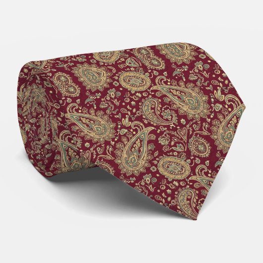 Burgund Paisley Krawatte (Gerollt)