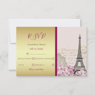 Burgund Paris im Frühling Hochzeit-RSVP RSVP Karte