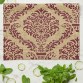 Burgund Pariser Moods Damask Geschirrtuch (Gefaltet)