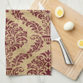Burgund Pariser Moods Damask Geschirrtuch (Viertel Falte)