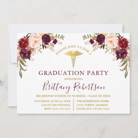 Burgund-Party Einladung (Vorderseite)