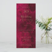 Burgund Passion 50. Hochzeitstag Einladung (Stehend Vorderseite)