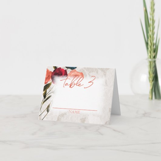 Burgund, Peach Rose Faltding Table Name (Vorderseite)