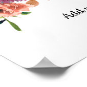 Burgund Peach Wasserfarbe Bloral Ihr eigener Text Poster (Ecke)
