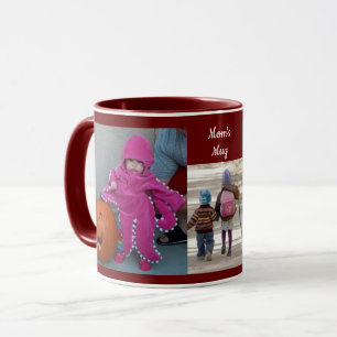 Burgund personalisieren Sie 3 FOTO-VORLAGE-Geschen Tasse