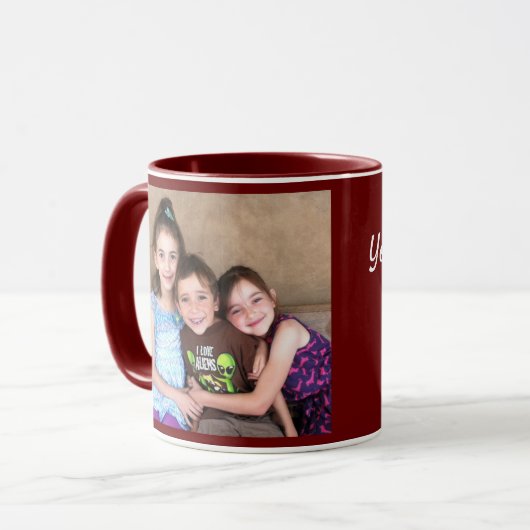 Burgund personalisieren Sie FOTO-TEMPLATE-Geschenk Tasse (Vorderseite Links)