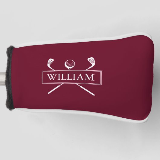 Burgund Personalisierte Namensklubs und Ball Golf Headcover (Vorderseite)