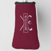 Burgund Personalisierte Namensklubs und Ball Golf Headcover (Rotieren 90)