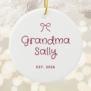 Burgund Personalisierte Oma Errichtet Jahr Foto Keramik Ornament