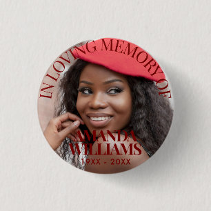 Burgund   Personalisiertes Foto-Memorial Button