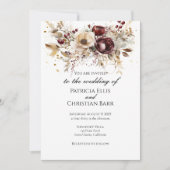 Burgund-Pfingsteine - elegante Hochzeitseinladung Einladung (Vorderseite)