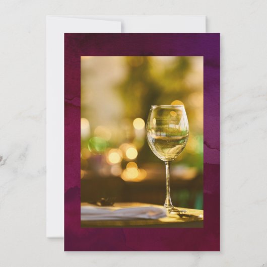 Burgund Pflaume Roter Wein Verkostung des Lebens Einladung (Rückseite)