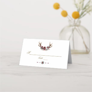 Burgund Pine Antlers Hochzeit Tischnummer Platzkarte