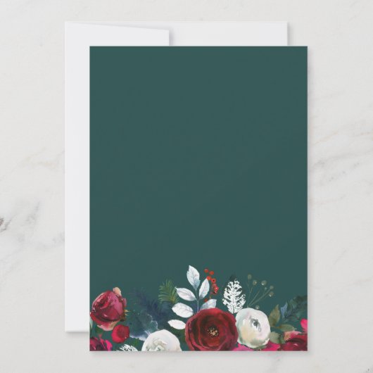 Burgund Pine grüne Blütendusche Einladung (Rückseite)