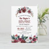 Burgund Pine Holiday Party Einladung (Stehend Vorderseite)