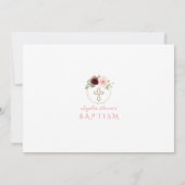 Burgund Pink Bläserkreuz Foto Taufe Einladung (Rückseite)