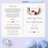 Burgund Pink Blume Antlers Wedding Programm Flyer (Einzeln)