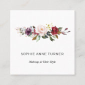 Burgund Pink Blume Beruflich Schönheitssalon Quadratische Visitenkarte (Vorderseite)