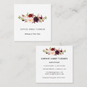 Burgund Pink Blume Beruflich Schönheitssalon Quadratische Visitenkarte (Vorne/Hinten)