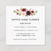 Burgund Pink Blume Beruflich Schönheitssalon Quadratische Visitenkarte (Rückseite)