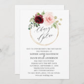 Burgund-Pink-Blume Hochzeitwechsel Einladung (Vorne/Hinten)