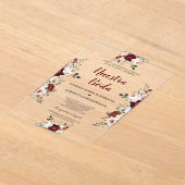 Burgund Pink Blume Nuestra Boda Acryleinladungen (Ablage )