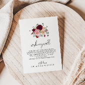 Burgund Pink Blush Bloral Hochzeit wünschen gut Begleitkarte