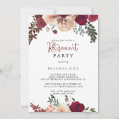 Burgund Pink Blush Bloral Retirement Party Einladung (Vorderseite)