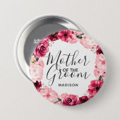 Burgund & Pink Blütenmutter am Boden Button (Vorne & Hinten)