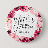 Burgund & Pink Blütenmutter am Boden Button (Vorderseite)