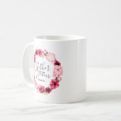 Burgund & Pink Blütenmutter am Boden Kaffeetasse (Vorderseite Links)