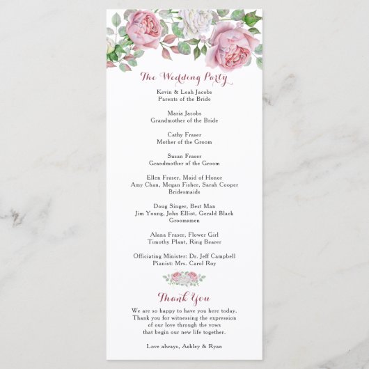 Burgund Pink Chic Rose Blumenzwiebelprogramm Programm (Rückseite)