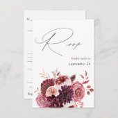 Burgund & Pink Floral 8A UAWG RSVP Karte (Vorne/Hinten)