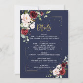 Burgund Pink Floral Gold Bachelorette Wochenende Einladung (Rückseite)